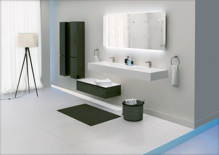 Aquasento - Meuble et plan vasque double Pure White