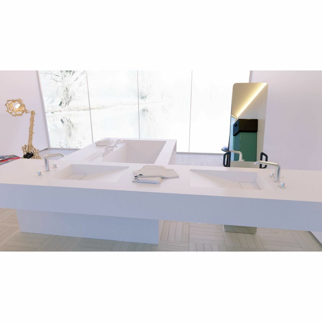 Aquasento - Plan vasque double Pure White 2