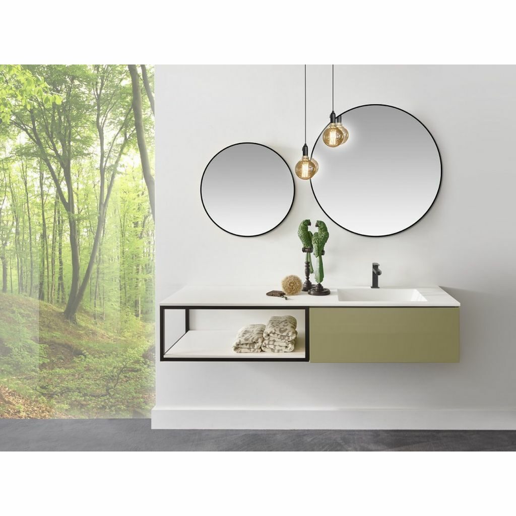 Detremmerie - Meuble No Limit 45 avec meuble laqué brillant vieux vert et étagère cadre métallique_0